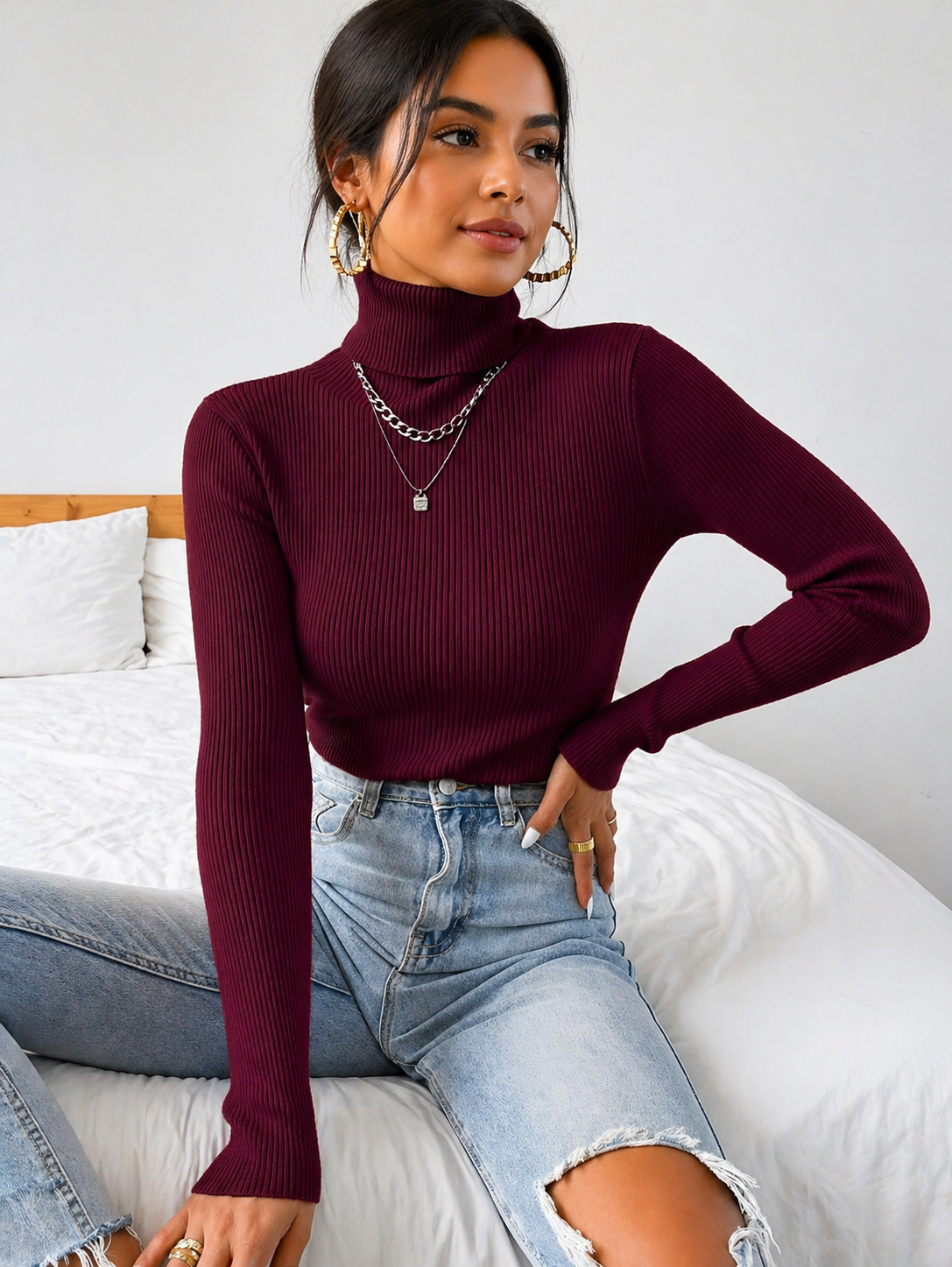 Blusa Manga Longa Gola Alta Morgana