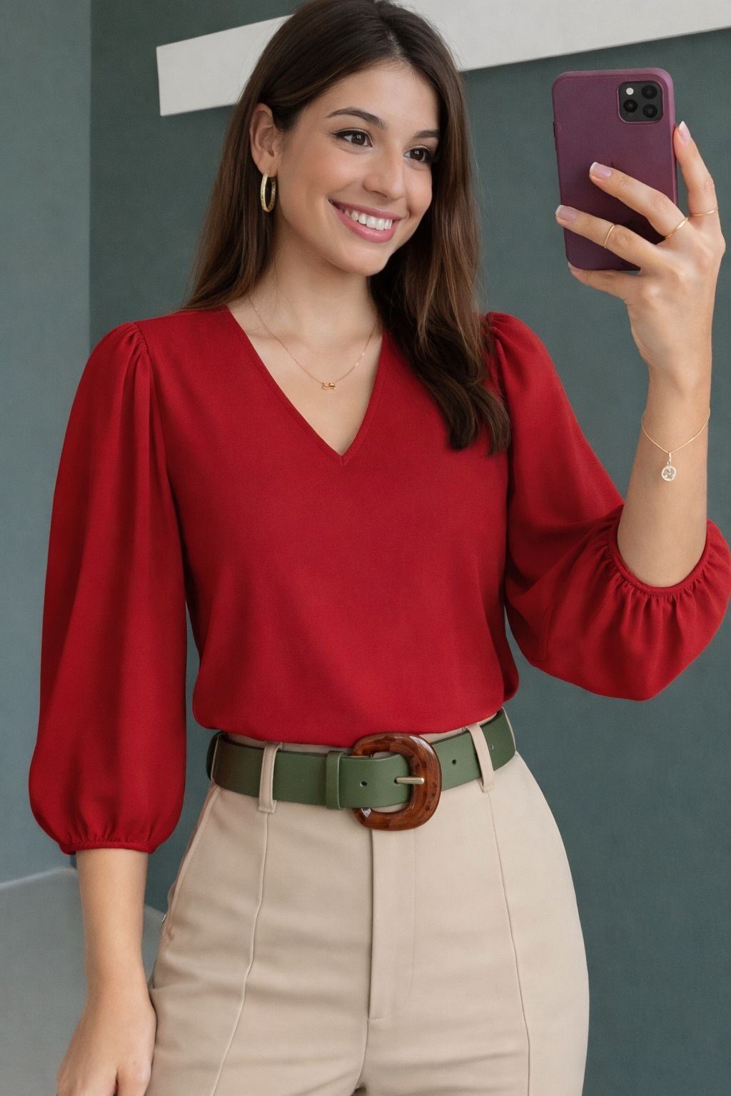Blusa Social Feminina Manga 3/4